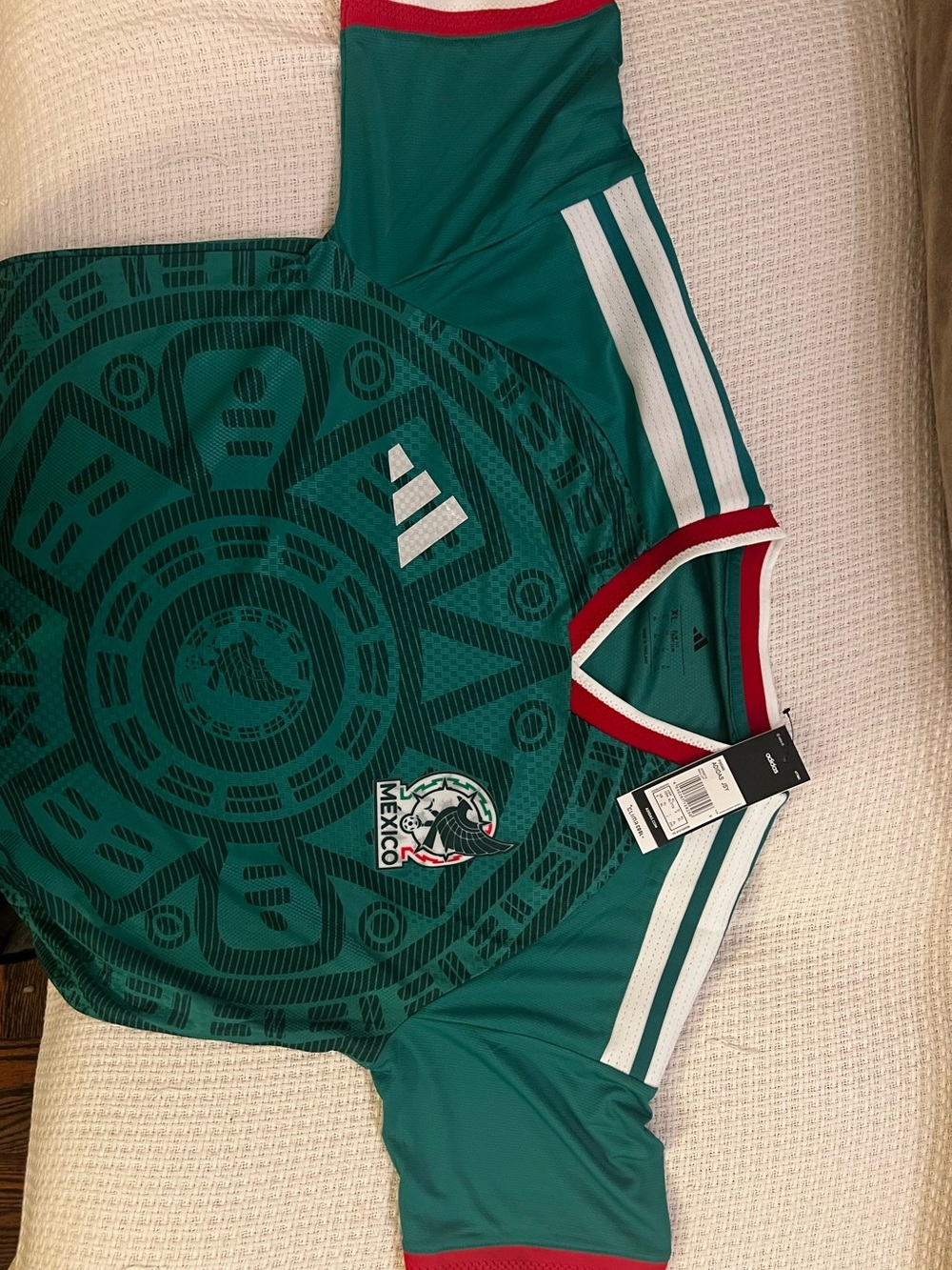 adidas Mexico Men's Green Soccer Jersey with Red and White Trim